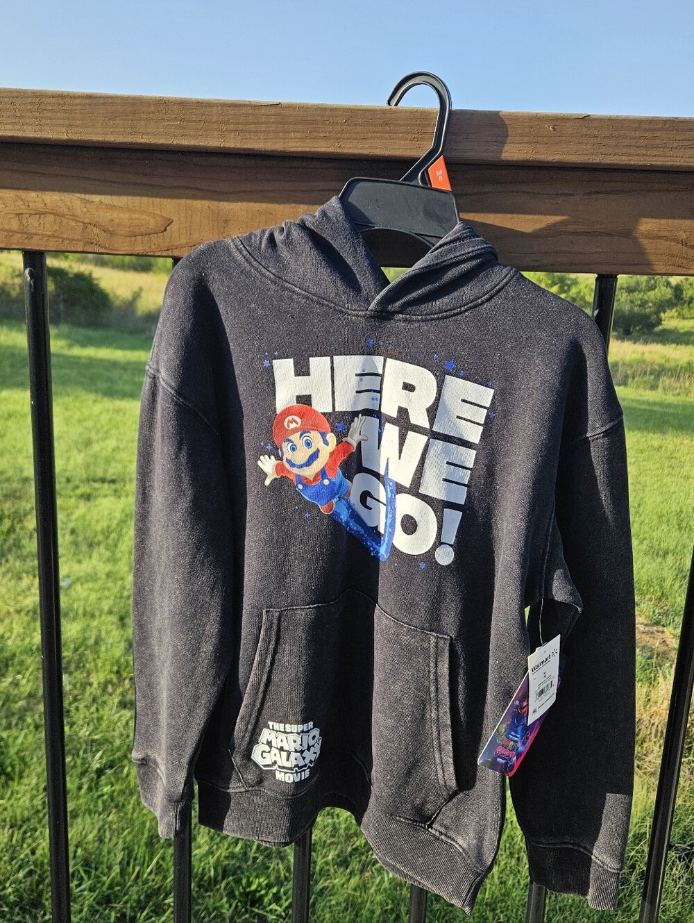 NWT Super Mario Galaxy Movie Boys Hoodie Mediym 8 Black Mineral Wash Nintendo